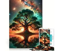 Rompecabezas de 1000 Piezas Árbol en el Cielo Nocturno en el Espacio para Adolescentes Juguete Educativo para Toda la Familia Corte de Calidad Regalo Elegante (38x26cm)