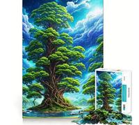 Rompecabezas de 1000 Piezas Árbol Grande,Nube Azul,Corte sin Costuras,Juego Mental,Regalo,Juego Casual,Navidad,decoración del hogar (38x26cm)