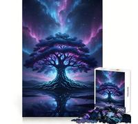 Rompecabezas de 1000 Piezas Árbol místico bajo el Cielo de la Aurora Boreal para Adolescentes Ayuda a Mejorar la Memoria Diseño Divertido y Relajante Regalo Elegante (50x75cm)