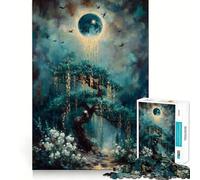 Rompecabezas de 1000 Piezas Árbol místico bajo una Luna resplandeciente para Adultos y Adolescentes Juego Mental, diversión Tranquila, Bordes Afilados, Regalo Memorable (38x26cm)