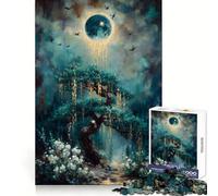 Rompecabezas de 1000 Piezas Árbol místico bajo una Luna resplandeciente para Adultos y Adolescentes Juego Mental, diversión Tranquila, Bordes Afilados, Regalo Memorable (38x26cm)
