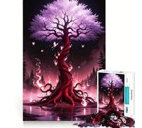 Rompecabezas de 1000 Piezas Árbol Místico con Mariposas y Llamas para Adultos Juego de ingenio para ejercitar la Mente y relajarla Bordes Afilados Regalo de Primera Calidad (38x52cm)