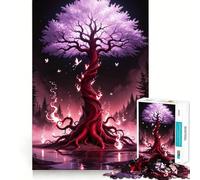 Rompecabezas de 1000 Piezas Árbol Místico con Mariposas y Llamas para Adultos Juguete de lógica Resistente, Divertido y Relajante Bordes definidos Regalo Memorable (38x26cm)