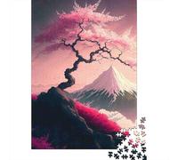Rompecabezas de 1000 Piezas Árbol Rosa y Montaña, Papel Reciclado para +12 Años, Juego Familiar Divertido 38x26cm/1000pcs