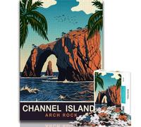 Rompecabezas de 1000 Piezas Arco de Roca sobre el Agua para Adultos, Juguetes educativos, Juegos Familiares con póster a Juego y Hoja de Trivia (38x26cm)