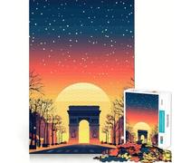 Rompecabezas de 1000 Piezas Arco del Triunfo al Atardecer Arte de Corte preciso Juego Que estimula la Mente Diversión Tiempo Libre Decoración de Navidad Regalo (38x52cm)