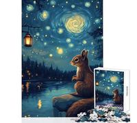 Rompecabezas de 1000 Piezas Ardilla bajo el Cielo Estrellado Juguete antiestrés Juegos educativos colección de Artistas tamaño 38x52cm