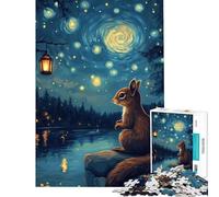 Rompecabezas de 1000 Piezas Ardilla bajo un Cielo Estrellado Ideal para cumpleaños y Navidad Decoración Juguetes DIY Apto para Mayores de 14 años (50x75cm)