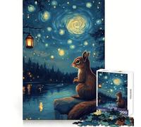 Rompecabezas de 1000 Piezas Ardilla bajo un Cielo Estrellado para Adultos y Adolescentes Juguete cognitivo, Entretenimiento, diversión, Montaje de Patrones, Regalo Festivo 50x75cm