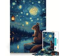 Rompecabezas de 1000 Piezas Ardilla bajo un Cielo Estrellado para Adultos y Adolescentes Juguete cognitivo, Entretenimiento, diversión, Montaje de Patrones, Regalo Festivo 50x75cm