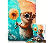 Rompecabezas de 1000 Piezas Ardilla con Flor y Paraguas bajo la Lluvia Juguete para Adolescentes Que estimula la Mente y desarrolla la diversión Diseño Elegante para armar Regalo Ideal 50x75cm