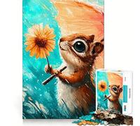 Rompecabezas de 1000 Piezas Ardilla con Flor y Paraguas bajo la Lluvia Juguete para Adolescentes Que estimula la Mente y desarrolla la diversión Diseño Elegante para armar Regalo Ideal 50x75cm