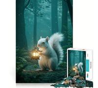 Rompecabezas de 1000 Piezas Ardilla con Linterna en el Bosque para Adolescentes Juguete para ejercitar la Mente y Relajarse Diseño artístico de Corte preciso 50x75cm