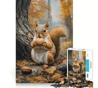 Rompecabezas de 1000 Piezas Ardilla con Nuez en el Bosque otoñal para Adultos Juguete Mental Relajante Bordes precisos Regalo conmovedor 38x52cm