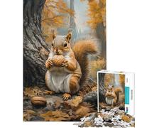 Rompecabezas de 1000 Piezas Ardilla con Nuez en un Bosque otoñal Rompecabezas para Adultos Juguetes antiestrés Actividades Divertidas de análisis y lógica para Hacer en casa (tamaño 38x52cm)