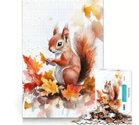Rompecabezas de 1000 Piezas Ardilla Entre Hojas de otoño para Adolescentes Juguete Que desafía la Mente Diversión compartida Diseño nítido Sorpresa cálida 38x52cm