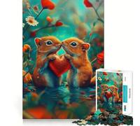 Rompecabezas de 1000 Piezas Ardillas enamoradas para Adolescentes Desarrolla la Mente y fomenta el Tiempo Libre Bordes precisos Regalo Original 38x26cm