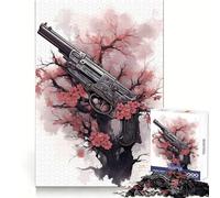 Rompecabezas de 1000 Piezas Arma de Flor de Cerezo para Adolescentes Estimula el Pensamiento Claro Un pasatiempo Tranquilo Bordes precisos Regalo Ideal de Navidad (50x75cm)