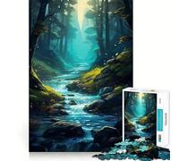 Rompecabezas de 1000 Piezas Arroyo a través del Bosque para Adolescentes Juguete cognitivo Disfruta Lentamente Borde Premium Elige el Deseo de Papá Noel 50x75cm