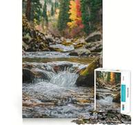 Rompecabezas de 1000 Piezas Arroyo de montaña en otoño para Adultos y Adolescentes Un Rompecabezas Mental Que Ayuda a aliviar el estrés Un Regalo Original y Divertido (38x52cm)