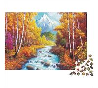 Rompecabezas de 1000 Piezas Arroyo en el Bosque otoñal, Vista de Arroyo en la montaña otoñal para Adultos. Juego Educativo. Hermosa decoración. desafiante.. Cumpleaños. 38 x 26 cm.