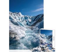 Rompecabezas de 1000 Piezas: Arroyo Glaciar bajo un Cielo Azul Decoración del hogar Juguetes Gran Regalo para Juegos Juego práctico Difícil y desafiante Tamaño: 38x52cm