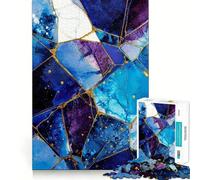 Rompecabezas de 1000 Piezas,Arte Abstracto Kintsugi Azul y Dorado,Corte preciso,Juguete para estimular la Mente,Juego fácil,Regalo Ideal para cumpleaños 50x75cm