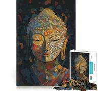 Rompecabezas de 1000 Piezas,Arte cubista de Buda,Mosaico,Piezas de Corte Limpio,Juguete para desarrollar la Capacidad cognitiva,diversión para Momentos de Calma,decoración navideña (50x75cm)