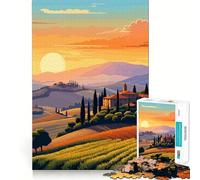 Rompecabezas de 1000 Piezas,Arte de Italia,Puesta de Sol en la Toscana,Ajuste, Arte,Habilidad Creativa,Juguete,Tiempo de Descanso,Juego,decoración navideña (50x75cm)