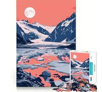 Rompecabezas de 1000 Piezas Arte de un Lago al Atardecer en Alaska,Corte, diversión Inteligente,Juego,Tiempo Acogedor,Arte de cumpleaños (38x52cm)