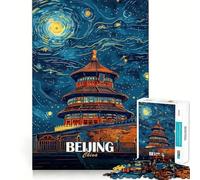 Rompecabezas de 1000 Piezas,Arte del Cielo Nocturno de Pekín,China,decoración Limpia y Funcional,Juego de concentración Mental,Juego para Momentos de Tranquilidad,Regalo de cumpleaños (50x75cm)