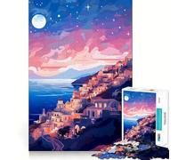 Rompecabezas de 1000 Piezas,Arte Griego,Grecia,Atardecer,Ajuste ceñido,Juego,Entrenamiento de concentración,diversión,Tiempo de Juego Relajante,Regalo de Ocio navideño (38x26cm)