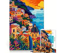 Rompecabezas de 1000 Piezas,Arte Italiano,Costa de Amalfi,Ajuste, Juego,Entrenamiento de concentración,diversión,Tiempo de Juego Relajante, Ocio (50x75cm)