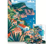 Rompecabezas de 1000 Piezas,Arte Minimalista de Italia,Ciudad Costera de Capri,Rompecabezas preciso,Divertido,para ejercitar la Mente,Juguete,Momento de Paz,Juego,Pieza de Arte navideña (38x26cm)