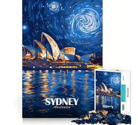 Rompecabezas de 1000 Piezas Arte Nocturno de la Ópera de Sídney para Adolescentes, Ideal para Ganar Memoria, Relajarse y armar Decoración de Pared 38x26cm