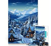 Rompecabezas de 1000 Piezas,Arte pixelado nórdico de Invierno,decoración Ideal para Cortar,Juego cognitivo,Regalo de Juego fácil para cumpleaños (50x75cm)