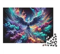 Rompecabezas de 1000 Piezas Ascenso del Fénix Colorido con alas de pájaro abstractas y Coloridas. para Adultos Mayores de 12 años. Juego Educativo para la Difícil. Regalo de cumpleaños. 38 x 26 cm