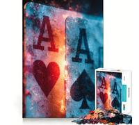 Rompecabezas de 1000 Piezas Ases Ardientes︰ Corazón y Pica Borde Impecable Decoración Problem Solve Divertido Tiempo Fácil Divertido Decoración Navideña Regalo (38x52cm)