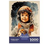 Rompecabezas De 1000 Piezas Astronaut Boy and Dog Rompecabezas para Adultos Juegos Relajantes Decoración del Hogar Cumpleaños Y Navidad 38x26cm/1000pcs