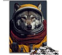 Rompecabezas de 1000 Piezas Astronaut Wolf para Adultos y Adolescentes Juguetes educativos, Juegos antiestrés, Lista de Deseos con Papá Noel (tamaño 50x75cm)