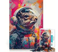 Rompecabezas de 1000 Piezas Astronauta,Ardilla Espacial,Corte, Diversión Inteligente,Actividad Divertida,Tiempo Acogedor,Cumpleaños,Arte y Juego (50x75cm)