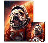 Rompecabezas de 1000 Piezas Astronauta Bulldog Perro NasaPaper Juego Interactivo Familiar Bricolaje decoración del hogar Rompecabezas Regalo 1000 Piezas (38x26cm)