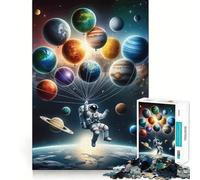 Rompecabezas de 1000 Piezas Astronauta con Globos de Planetas Juego de ingenio para ejercitar la Mente,Relajarse y divertirse en cumpleaños Regalo Ideal (38x26cm)