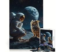 Rompecabezas de 1000 Piezas Astronauta Conoce al búho cósmico para Adultos Desarrolla la lógica, la Capacidad de concentración y la Tranquilidad Un Regalo Ideal (50x75cm)