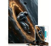 Rompecabezas de 1000 Piezas Astronauta en el Espacio Cerca de un Agujero Negro Decoración de Ajuste Limpio Juego de Habilidad Mental Momento Acogedor para Jugar Decoración navideña para la Pared