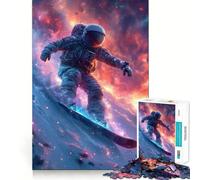 Rompecabezas de 1000 Piezas Astronauta en el Espacio,Surfista,Corte Suave,Juego Mental,Regalo,Tiempo de Juego Relajante,Pieza de Arte navideña (38x52cm)