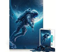 Rompecabezas de 1000 Piezas Astronauta en el océano Corte Diversión Inteligente Actividad Divertida Momento Acogedor Cumpleaños Arte y Juego (38x52cm)