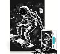 Rompecabezas de 1000 Piezas Astronauta en patineta,decoración Elegante,Juego de Habilidad Mental,Juego Acogedor,decoración navideña para Pared (50x75cm)