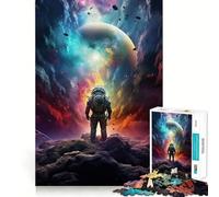 Rompecabezas de 1000 Piezas Astronauta en tormenta de Nebulosa Diversión precisa para unir Piezas Juego cognitivo Diversión a Ritmo Lento Juego artístico para cumpleaños (50x75cm)