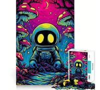 Rompecabezas de 1000 Piezas Astronauta en un Bosque de Hongos psicodélicos,Corte Suave,Juego Mental,Regalo,Tiempo de Juego Relajante,Pieza de Arte navideña (38x52cm)